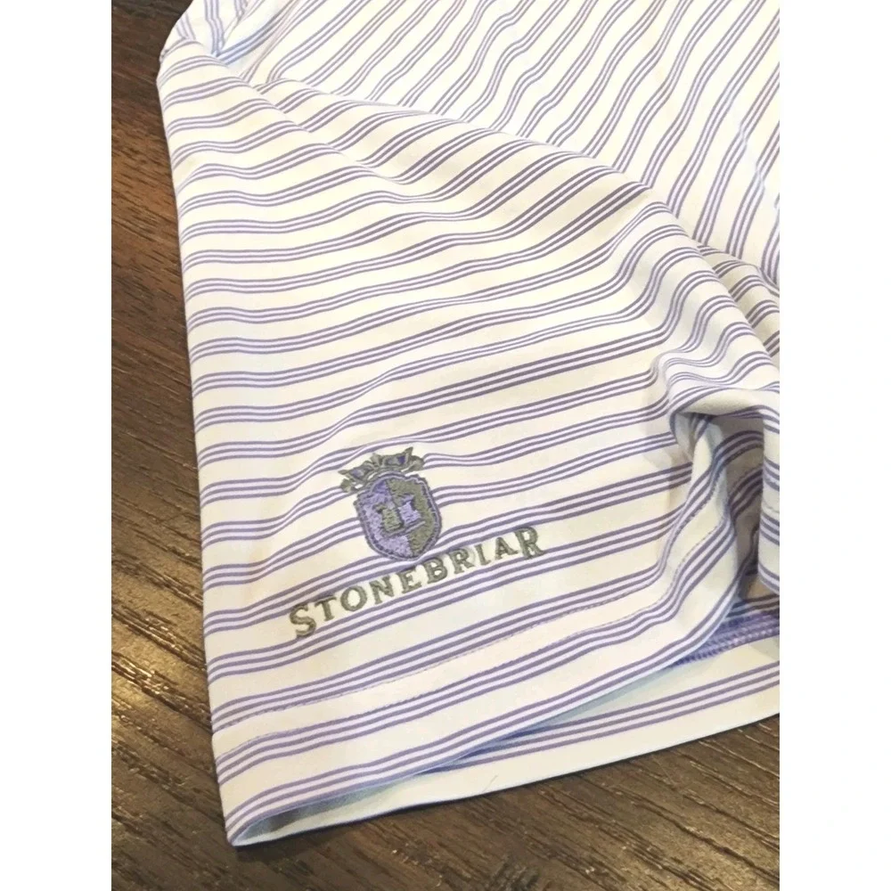 Adidas Golf Men's Polo Shirt, Size L, Purple Stripe, Stonebriar CC